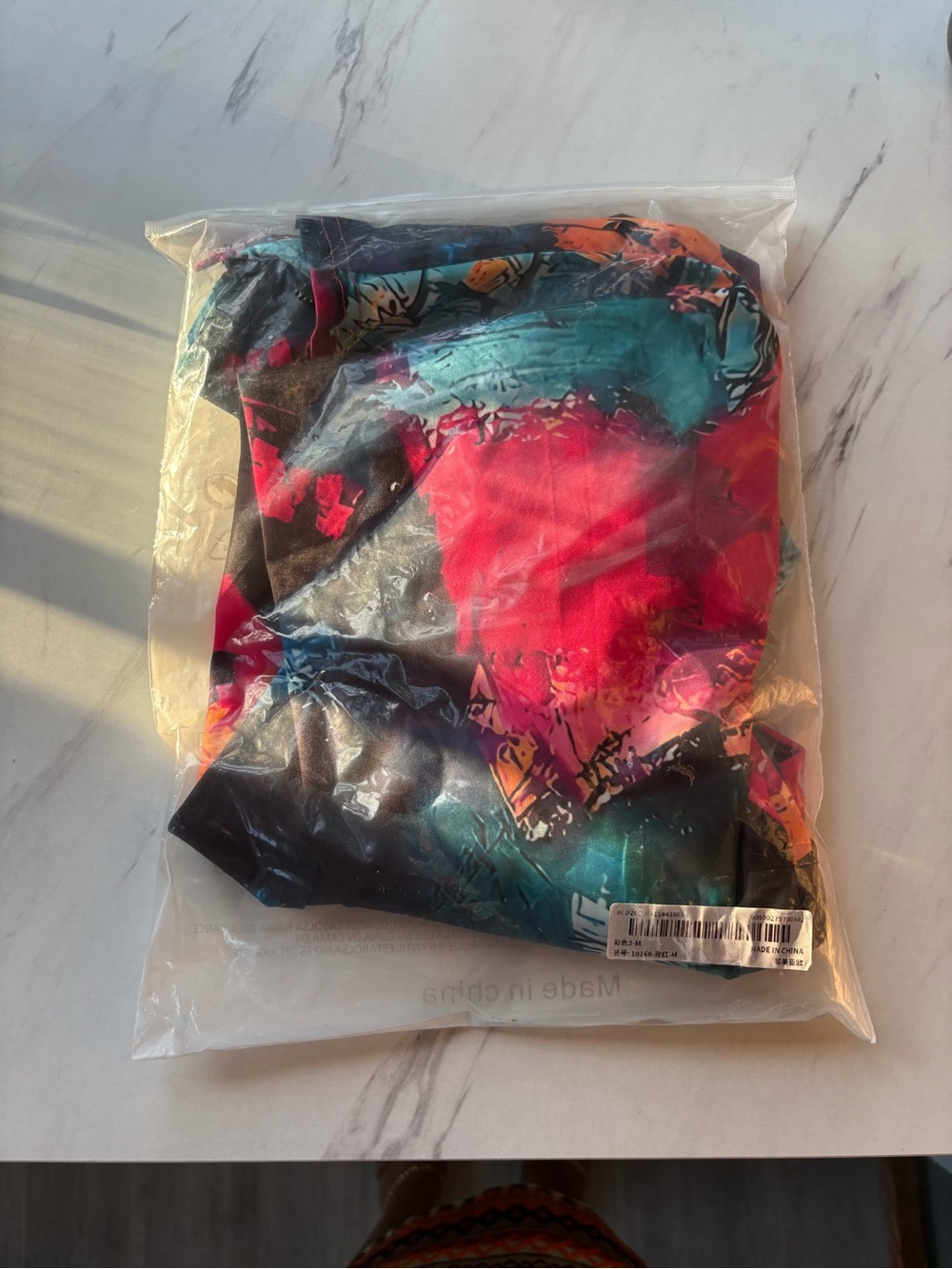 Vibrant Abstract Satin Button-Up Blouse in Magenta, Teal & Black - Picture 8 of 9